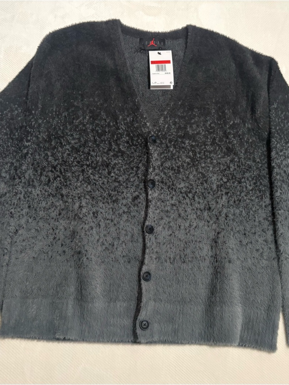 Jordan Black to Charcoal Gradient Mohair-Blend Cardigan